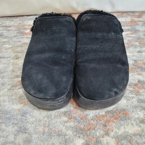 Rag & Bone Eisa Black Leather Shearling Platform Clog Mules - Size 39 - Picture 2 of 10